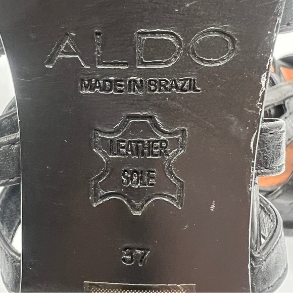 Aldo Black Strappy Platform Stiletto Heels Size 37 Women’s - Picture 2 of 8